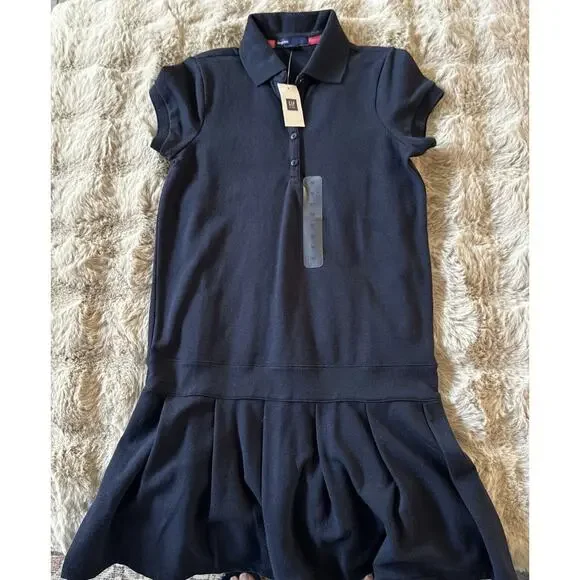 Gap Kids Navy Knit Pleated Girls Dress Sz MD NWT - Picture 3 of 5